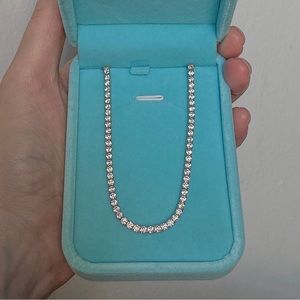 NIB Sterling Silver 925 Cubic Zirconia 3mm Tennis Necklace 15.5” plus extender